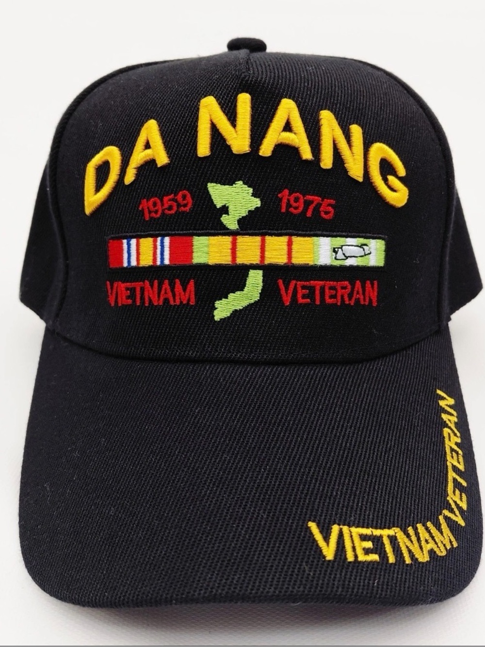 Da Nang Vietnam Veteran 1959-1975, Black Hat Cap Cover Embroidered Strapback